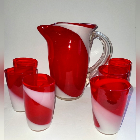 Vintage Fukuoka Japan  Multi-Glass Co. Pitcher and 6 glasses - Picture 1 of 14